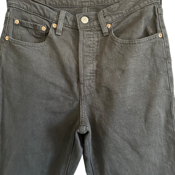 Levi’s 501 Black Denim Jeans Raw Hem Sz 27 - Picture 2 of 14